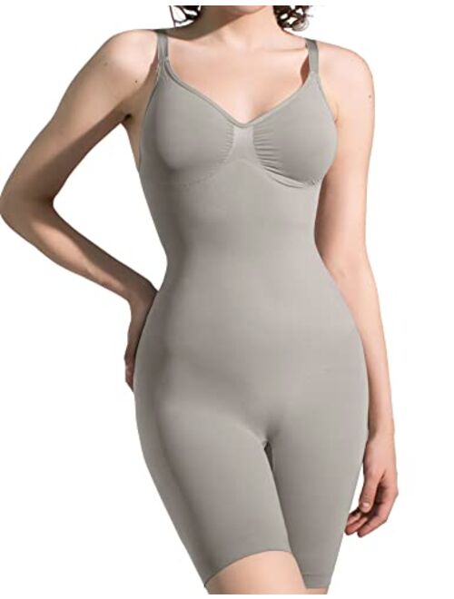 PUMIEY Shapewear Bodysuit for Women Tummy Control V-Neck With Open Gusset Hourglass Collection