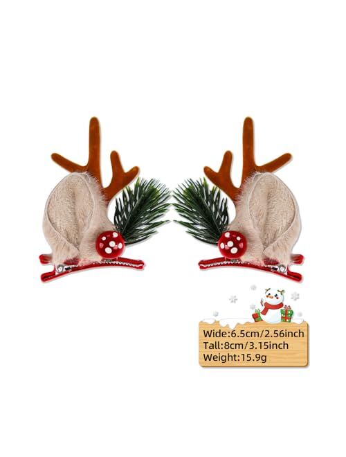 Forsylvanas Jewelry Christmas Reindeer Antlers Hair Clips, 12Pcs Cute Christmas Xmas Hair Accessories for Women Girls, Deer Horns Christmas Hair Accessories for Party Fav