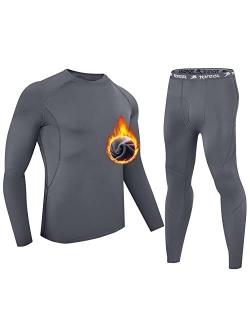 TOREEL Thermal Underwear for Men - Fleece Lined Long Johns for Men Thermal Underwear Set Base Layer Long Sleeve Top & Bottom