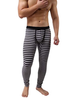 KAMUON Mens Cotton Pouch Underwear Long Johns Thermal Pants Bottoms Leggings