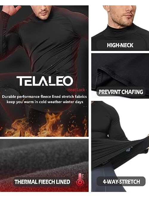 Telaleo 5 or 4 Pack Men's Thermal Compression Pants Fleece Lined Sports Tights Athletic Leggings Cold Weather Baselayer Winter Gear