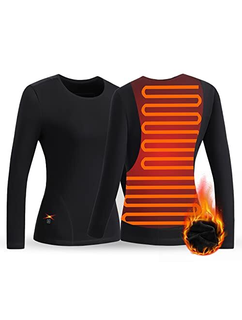 Leegosun Heated Thermal Tops for Men Women Electric Heated Shirts Long Sleeves Underwear Fleece Lined for Cold Weather