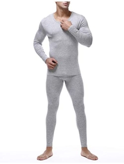 Locachy Men's Ultra Soft Thermal Underwear Set Stretchy Thin Modal Cotton Long Johns Top & Bottom Set