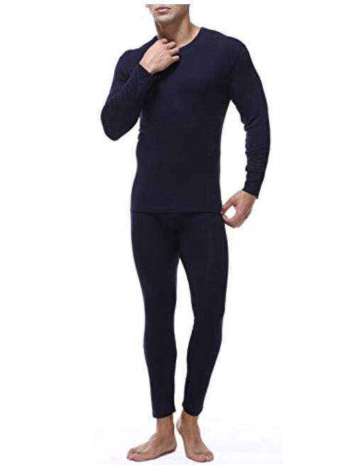 Locachy Men's Ultra Soft Thermal Underwear Set Stretchy Thin Modal Cotton Long Johns Top & Bottom Set