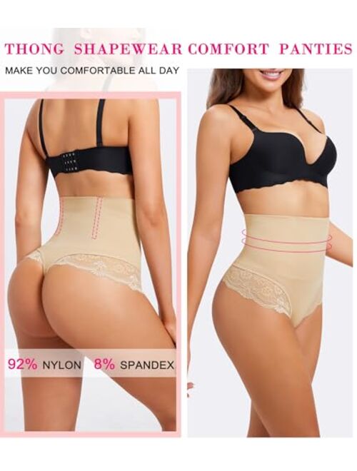 Nebility Tummy Control Thong Shapewear for Women Seamless Underwear High Waist Shaper Briefs Stomach Compression Butt Panties