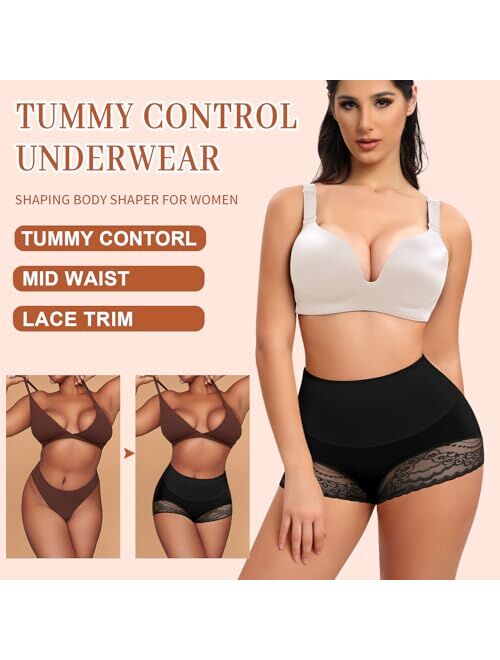 Werena Tummy Control Shapewear Panties for Women Shaping Underwear Slimming Body Shaper Lace Shapewear Panty Girdle