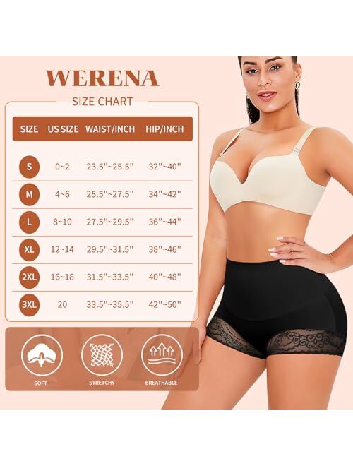 Werena Tummy Control Shapewear Panties for Women Shaping Underwear Slimming Body Shaper Lace Shapewear Panty Girdle