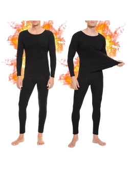 SIMIYA Men's Thermal Underwear Set Long Sleeves Long Johns Set Base Layer Fleece Lined Tops & Bottoms for Cold Winter