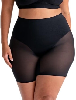 Compression Shorts - High Waisted Women Mesh Body Shaper Shorts - Under Dress Shapewear Shorts, No Chub Rub