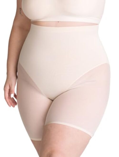 SHAPERMINT Compression Shorts - High Waisted Women Mesh Body Shaper Shorts - Under Dress Shapewear Shorts, No Chub Rub