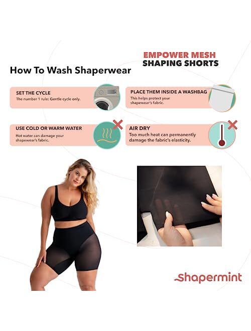 SHAPERMINT Compression Shorts - High Waisted Women Mesh Body Shaper Shorts - Under Dress Shapewear Shorts, No Chub Rub