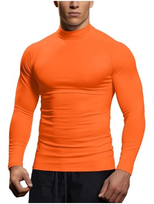 Zengjo Mens Mock Neck Long Sleeve Light Compression Shirts for Workout Running Thermal Athletic Base Layer Top