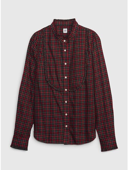 Gap Ruffle Bib Plaid Shirt