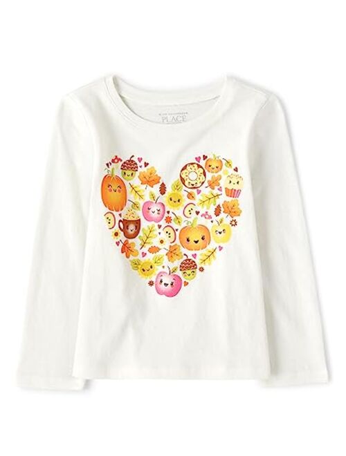 The Children's Place Baby Girls' and Toddler Fall Thanksgiving Long Sleeve Graphic T-Shirt