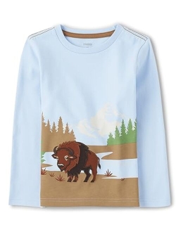 Boys' and Toddler Embroidered Graphic Long Sleeve T-Shirts