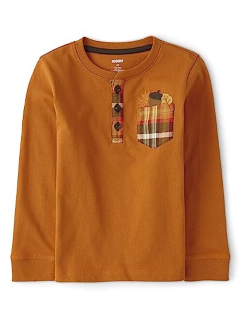 Gymboree Boys' and Toddler Embroidered Graphic Long Sleeve T-Shirts