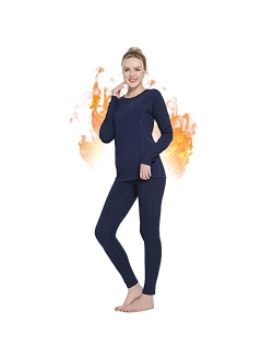 Subuteay Thermal Underwear for Women Sets - Crewneck Fleece Lined Leggings Long Sleeve Johns Base Layer (Top and Bottom)