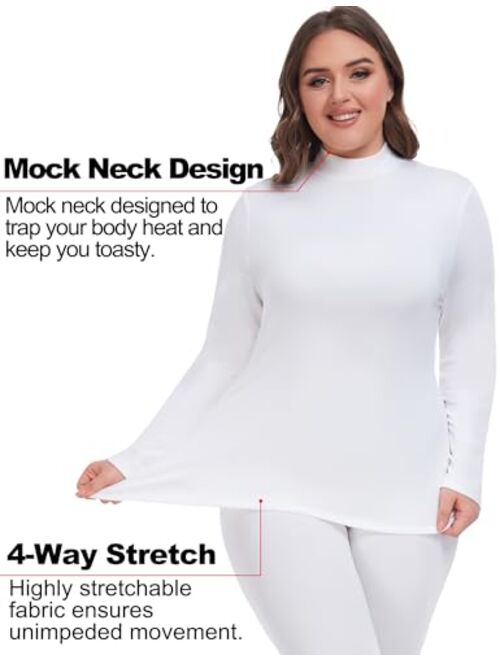 COOTRY Plus Size Thermal Underwear for Women Long Johns Base Layer Winter Top and Bottom Sets