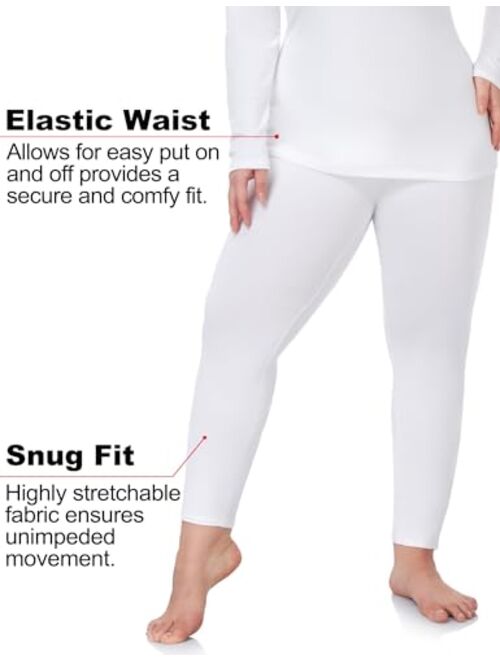 COOTRY Plus Size Thermal Underwear for Women Long Johns Base Layer Winter Top and Bottom Sets