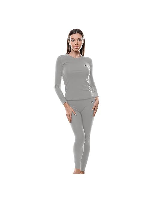 Nautica Womens Base Layer Set - Warm Underlayer Pants & Shirt, Performance Shirt & Leggings, Long Underwear Women