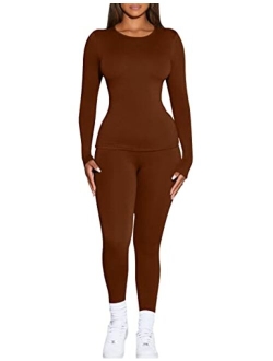 Kaximil Women's Thermal Underwear Fleece Lined Base Layer Long Johns Sets