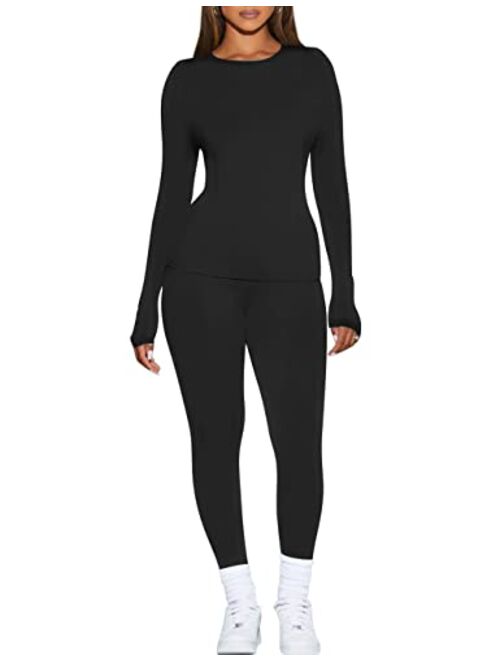 Kaximil Women's Thermal Underwear Fleece Lined Base Layer Long Johns Sets