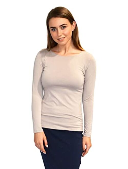 Kosher Casual High Neck Long Sleeve Top for Women Modest Layering Undershirt from