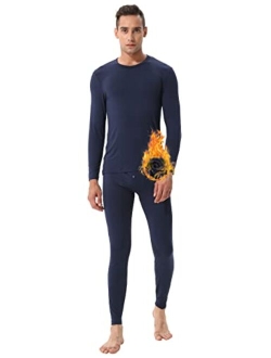 SANQIANG Men's Fleece Lined Long Thermal Underwear Set Two-Pieces Midweight Warm Baselyer for Men