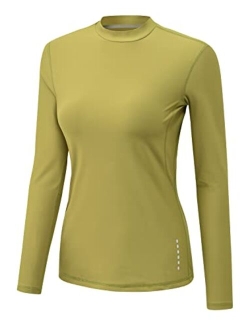 TBMPOY Womens Fleece Mock Neck Long Sleeve Running Shirts Thermal Base Layer Active Tops