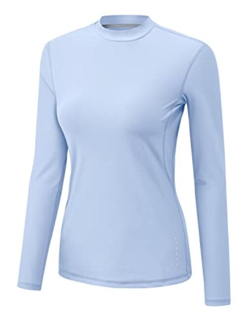 TBMPOY Womens Fleece Mock Neck Long Sleeve Running Shirts Thermal Base Layer Active Tops