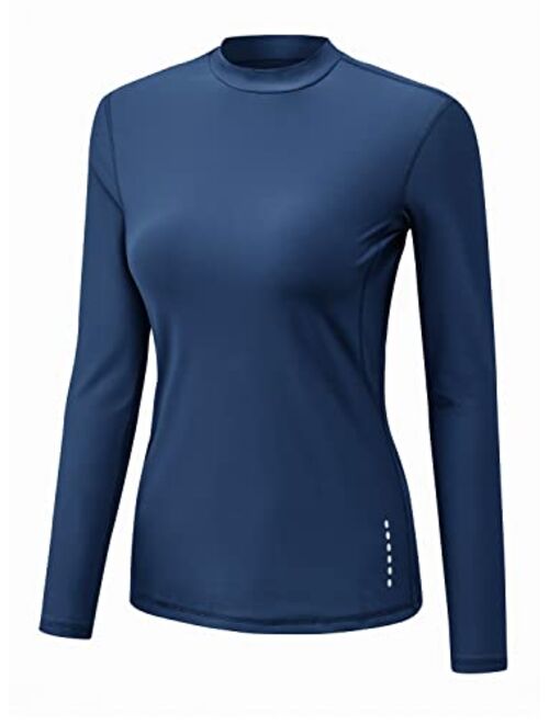 TBMPOY Womens Fleece Mock Neck Long Sleeve Running Shirts Thermal Base Layer Active Tops