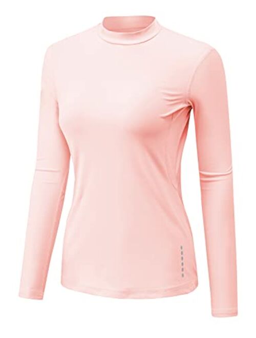 TBMPOY Womens Fleece Mock Neck Long Sleeve Running Shirts Thermal Base Layer Active Tops