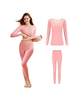 Merdia Thermal Underwear Long Johns Base Layer for Women Stretch Soft Thermal Top and Bottom Set