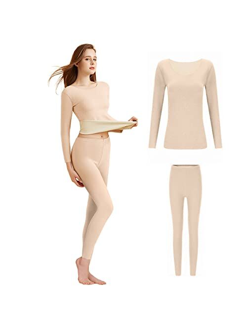 Merdia Thermal Underwear Long Johns Base Layer for Women Stretch Soft Thermal Top and Bottom Set