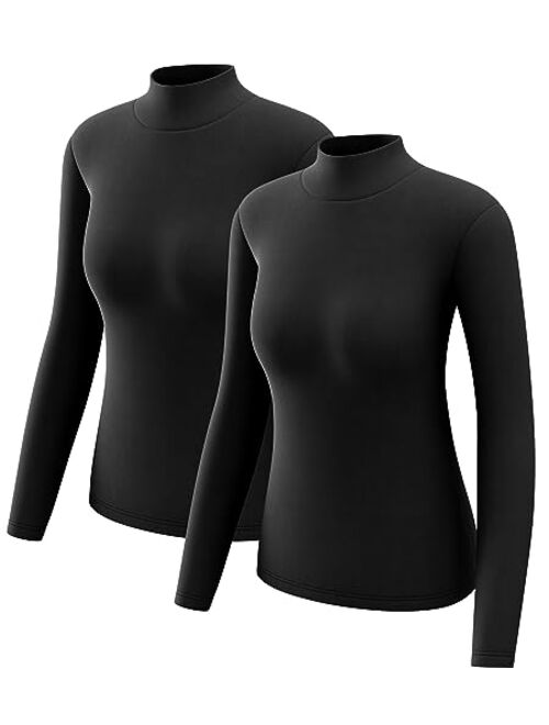 CL convallaria 2 Pack Thermal Shirts for Women Long Johns, Fleece Lined Base Layer Tops Compression Pants Cold Weather