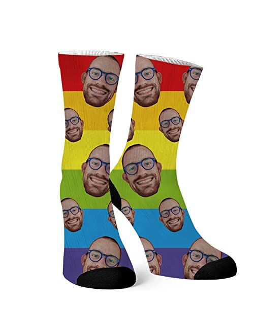 Laffyett Custom Socks with Photos,Personalized face Socks with Pictures,Customized Novelty Socks Fun for Men Women