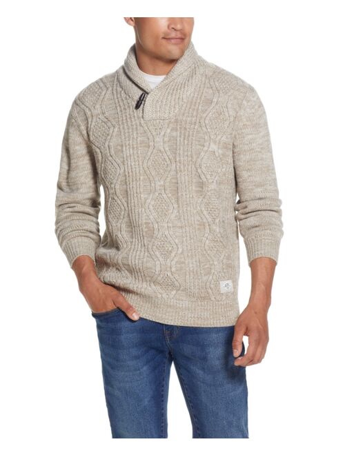 Weatherproof Vintage Men's Cable-Knit Fisherman Shawl Collar Sweater