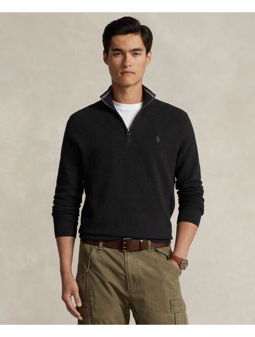 Polo Ralph Lauren Men's Mesh-Knit Cotton Quarter-Zip Sweater