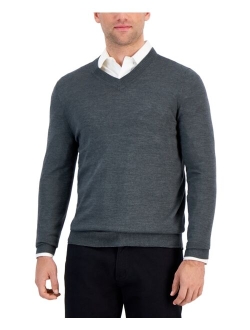 Men's Long-Sleeve V-Neck Merino Sweater, Created for Macy's