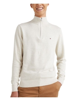 Men's Regular-Fit Pima Cotton Cashmere Blend 1/4-Zip Mock Neck Sweater