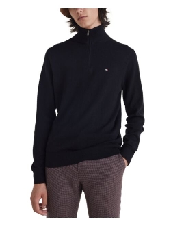 Men's Regular-Fit Pima Cotton Cashmere Blend 1/4-Zip Mock Neck Sweater