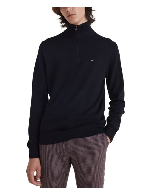 Tommy Hilfiger Men's Regular-Fit Pima Cotton Cashmere Blend 1/4-Zip Mock Neck Sweater