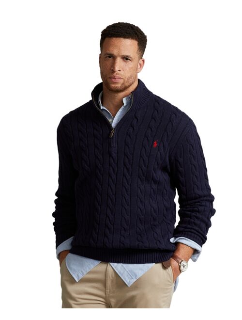Polo Ralph Lauren Men's Big & Tall Cable-Knit Cotton Quarter-Zip Sweater