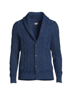 Men's Cotton Blend Cable Shawl Cardigan Sweater