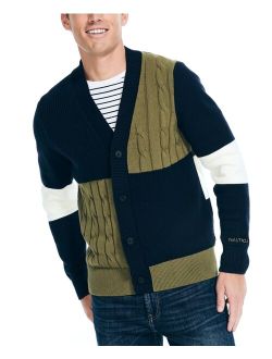 Men's Classic-Fit Textured Colorblocked Cardigan