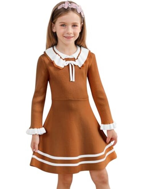 RAISEVERN Toddler Girl Sweater Dresses Kids Long Sleeve Knit Fall Winter Dress for 2-7 Years