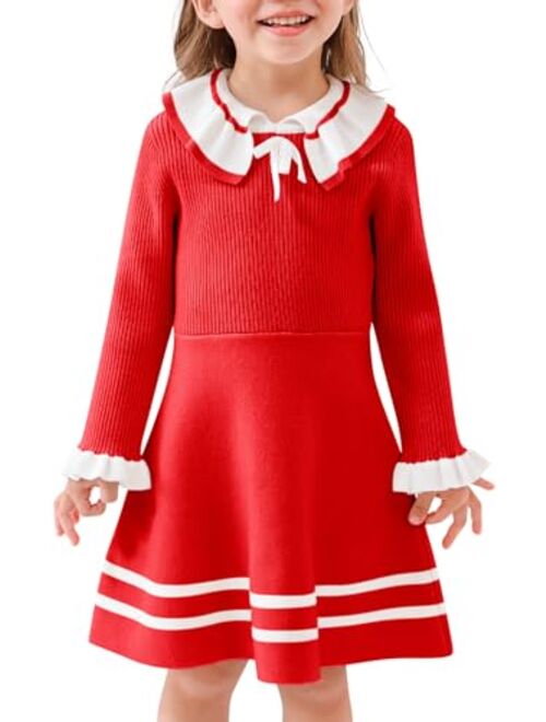 RAISEVERN Toddler Girl Sweater Dresses Kids Long Sleeve Knit Fall Winter Dress for 2-7 Years