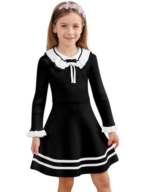 RAISEVERN Toddler Girl Sweater Dresses Kids Long Sleeve Knit Fall Winter Dress for 2-7 Years