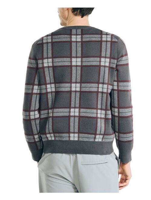 Nautica Men's Navtech Plaid Jacquard Crewneck Sweater