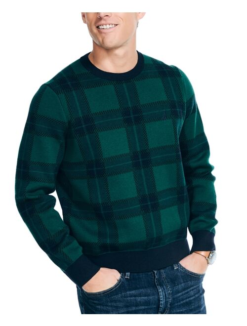 Nautica Men's Navtech Plaid Jacquard Crewneck Sweater